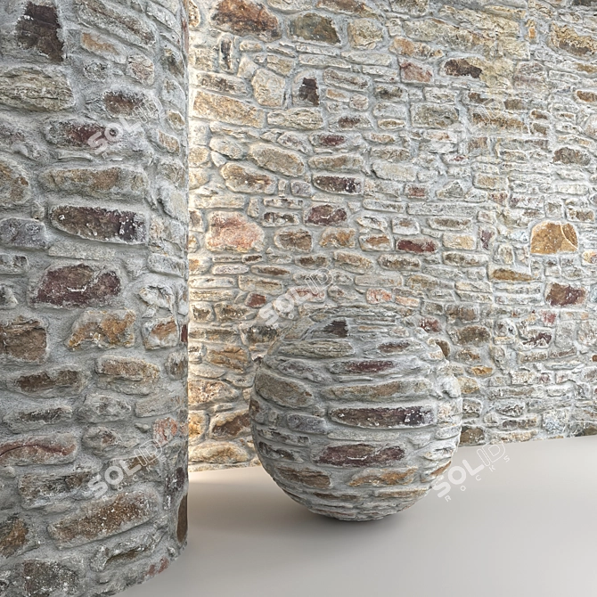 Stone Wall 3D Model Kit 3D model image 2