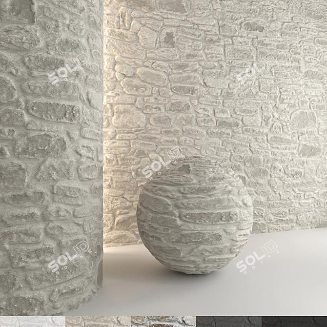 Stone Wall 3D Model Kit 3D model image 8