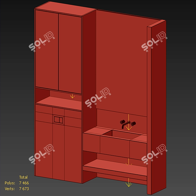 Modern Bathroom Furniture Set 3D model image 5