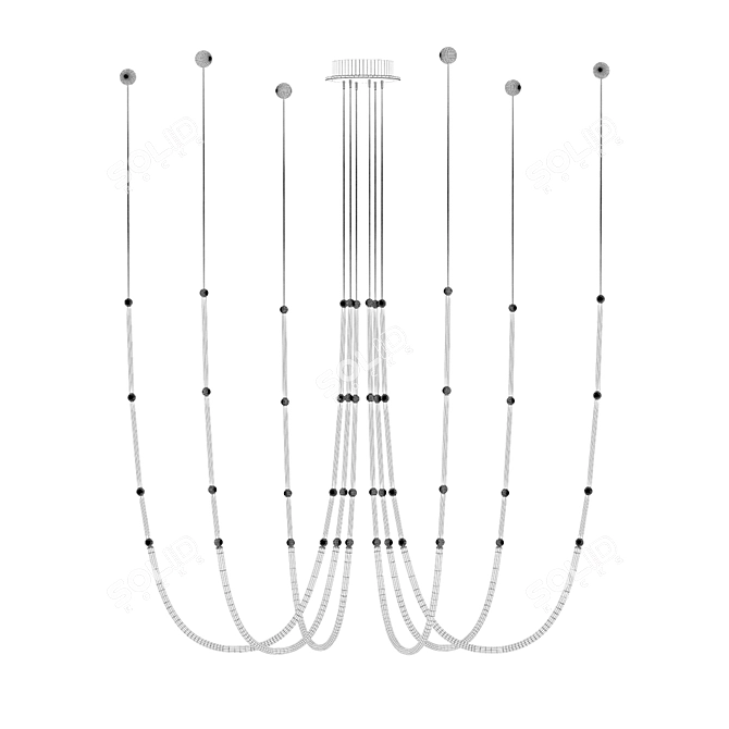 Modern Black Metal Chandelier Fixture 3D model image 2