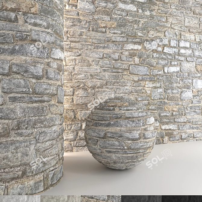 Stone Wall 3D Model Assets 3D model image 3