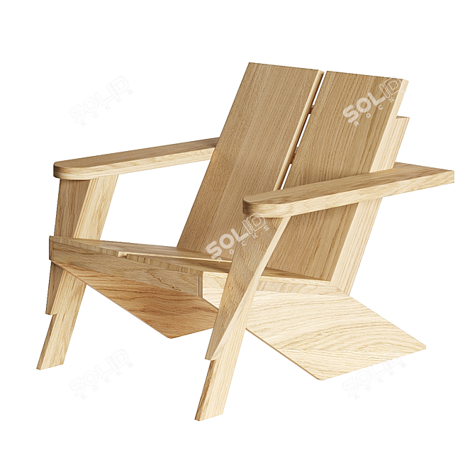 Modern Teak Adirondack Chair Oasis 3D model image 2