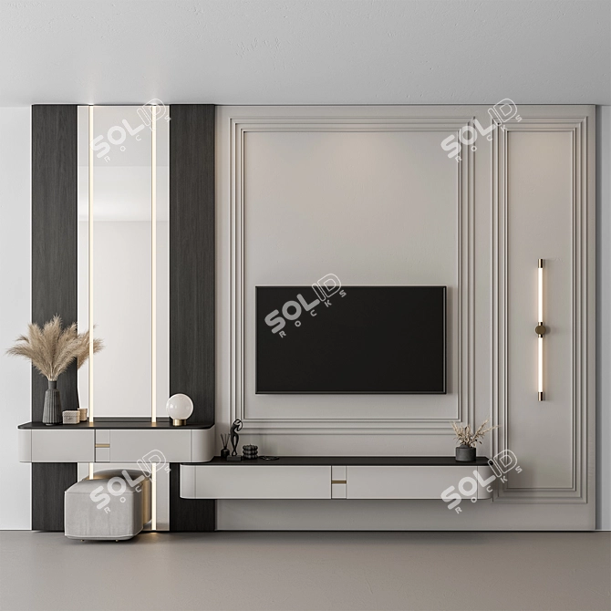 Monochrome TV Wall 125 3D model image 1