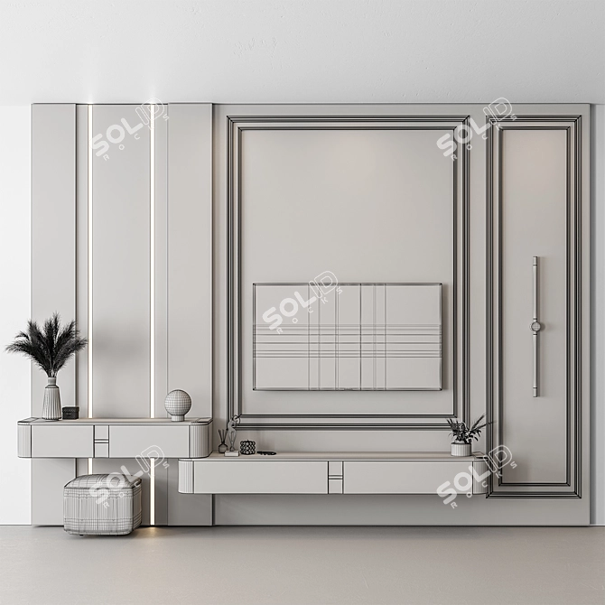 Monochrome TV Wall 125 3D model image 4