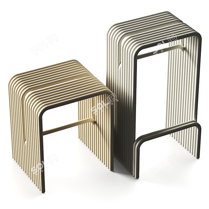 Aluminium Garden Bench Stool Table 3D model image 2