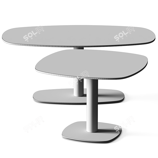 Modern Cement Outdoor Garden Table 3D model image 4