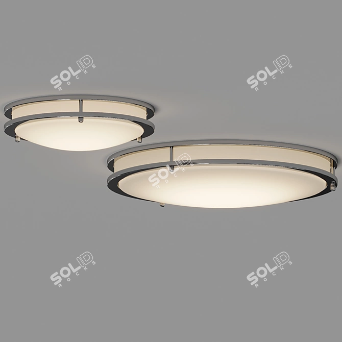 Modern Dimmable LED Flushmount Fixture 3D model image 2