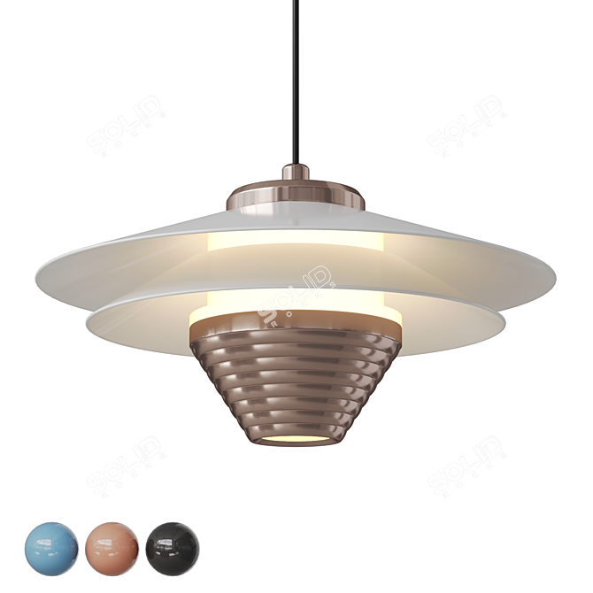 Dual Conical Metal LED Pendant 3D model image 1