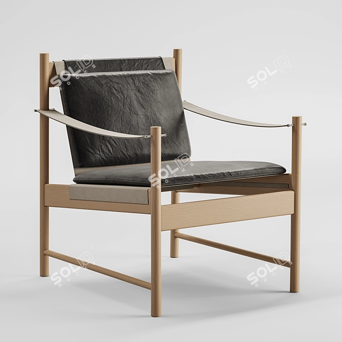 Modern Elegance Leather Lounge Chair 3D model image 4