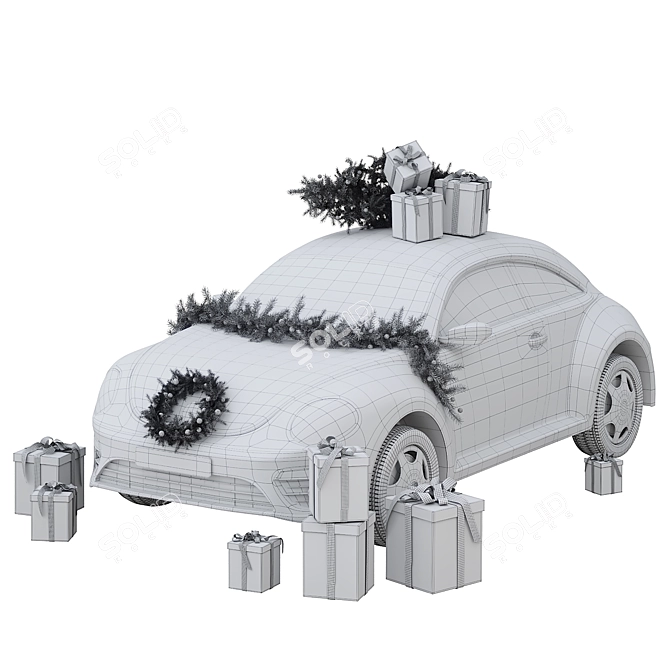 Christmas Volkswagen Beetle Car Decor 3D model image 5