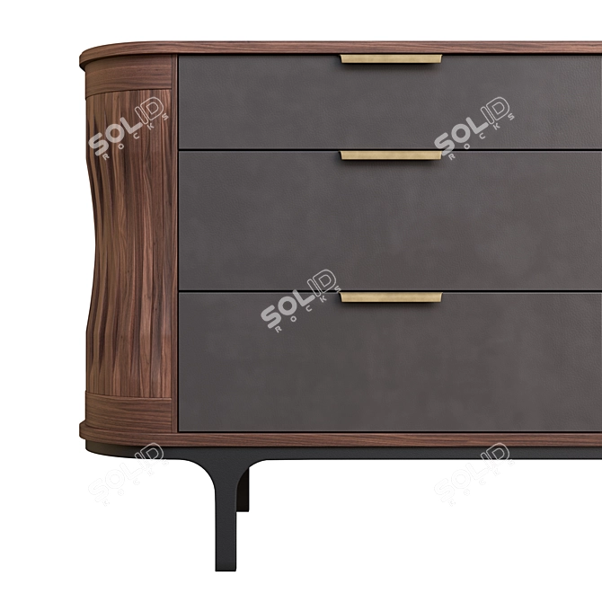 Sleek Arciform Bureau in Oak 3D model image 2