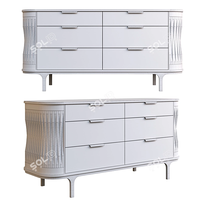 Sleek Arciform Bureau in Oak 3D model image 4