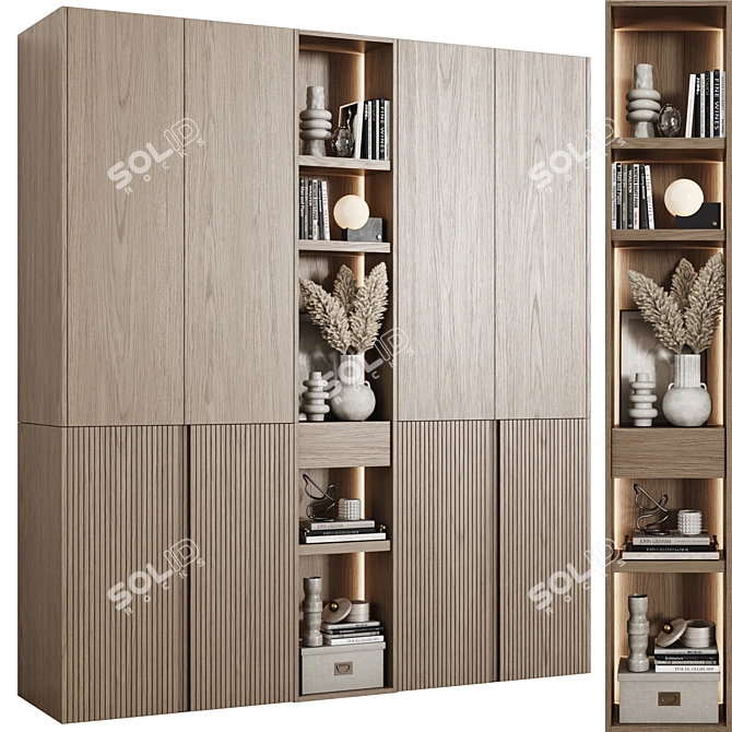 Modular Minimalist Style Wardrobe 3D model image 1