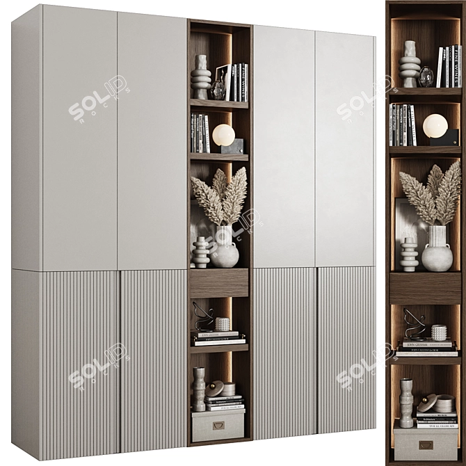 Modular Minimalist Style Wardrobe 3D model image 2