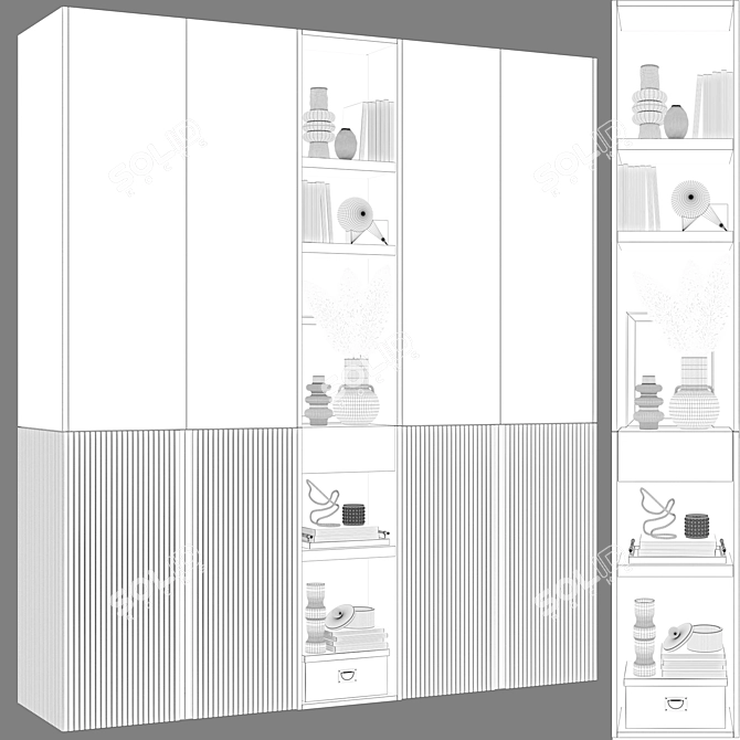 Modular Minimalist Style Wardrobe 3D model image 5