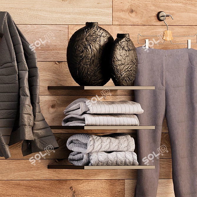 Wall-mounted Apparel Display Stand 3D model image 3