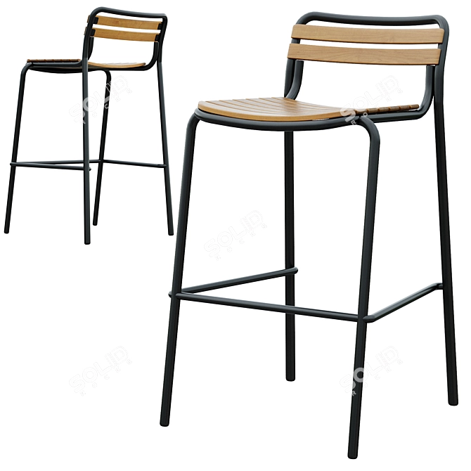 Modern Corona Bar Stool 3D model image 1