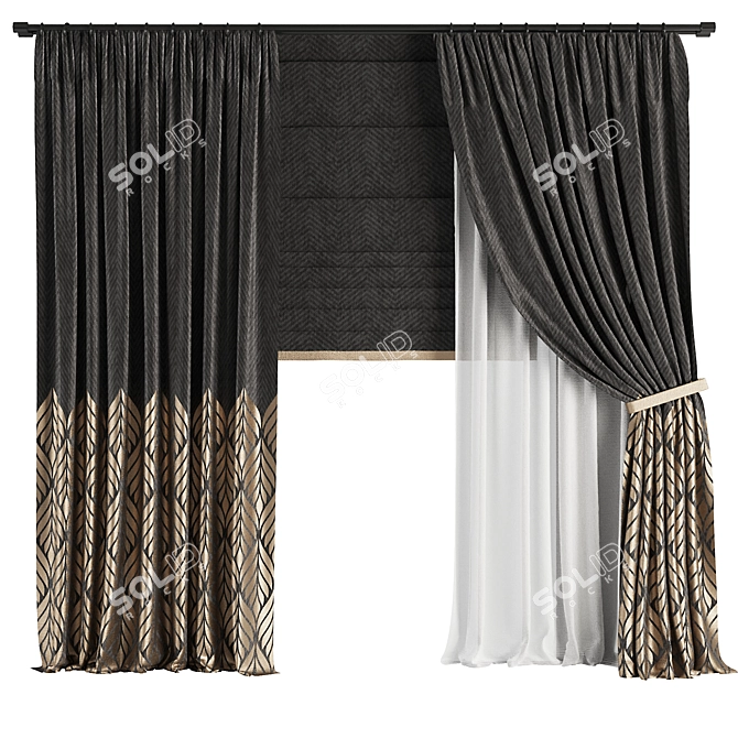 Contemporary Curtain Set M40 3D model image 1