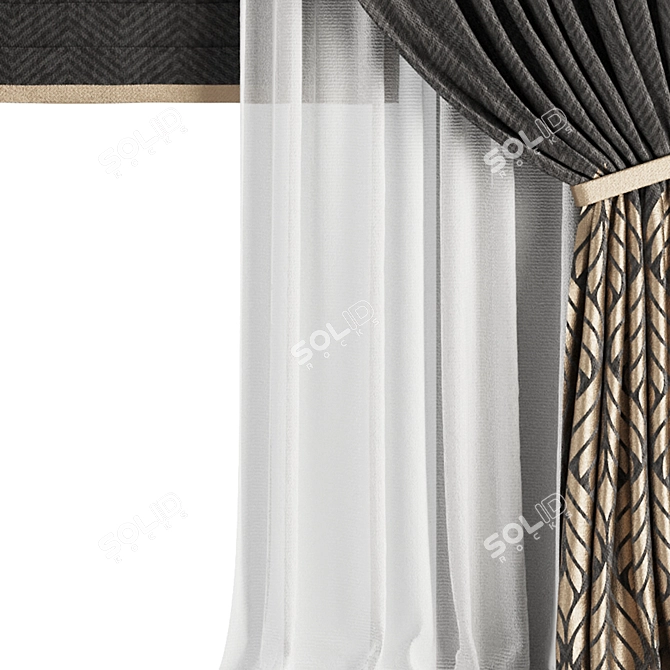 Contemporary Curtain Set M40 3D model image 3