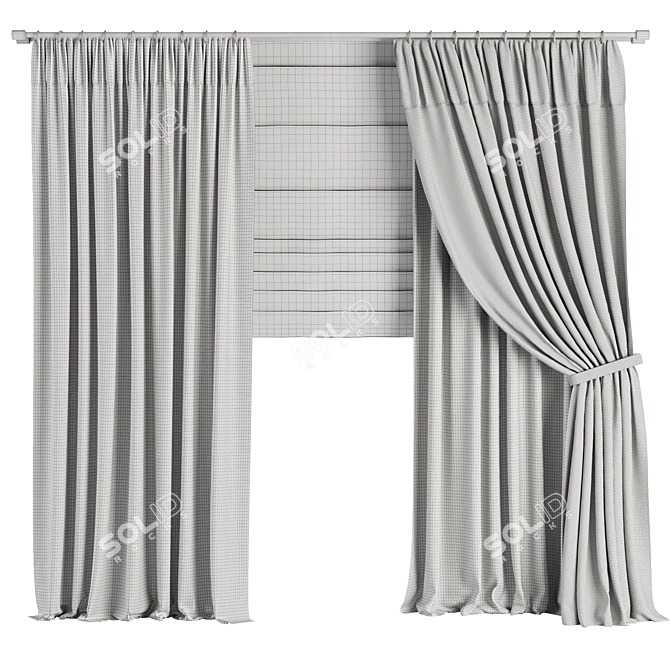 Contemporary Curtain Set M40 3D model image 4