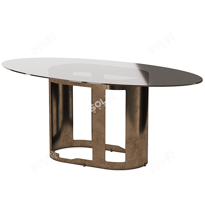 Sleek Glass Steel Table Set 3D model image 2