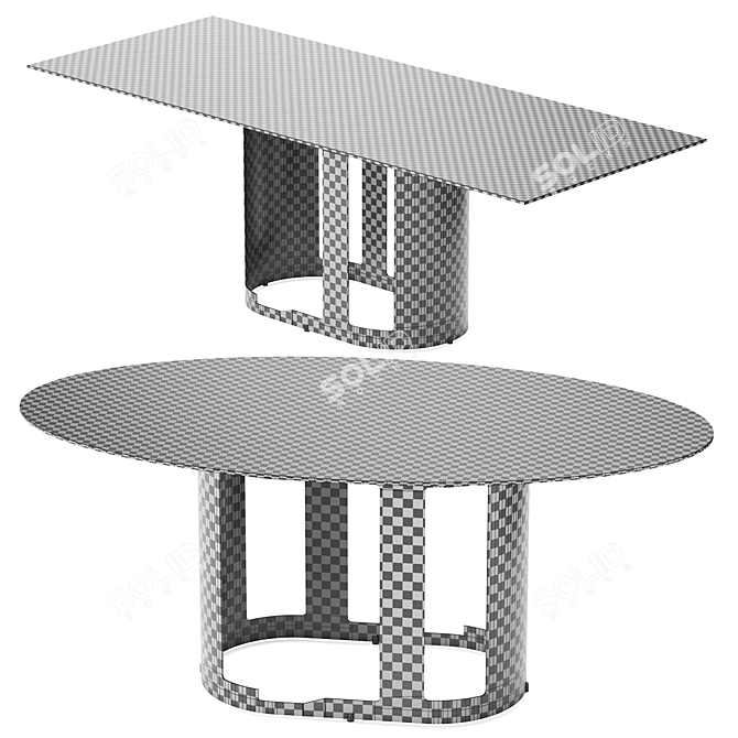 Sleek Glass Steel Table Set 3D model image 3