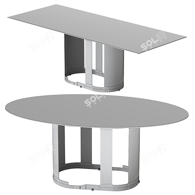 Sleek Glass Steel Table Set 3D model image 4