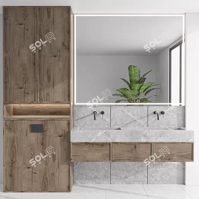 Modern Bathroom Furniture Set 101 3D model image 1