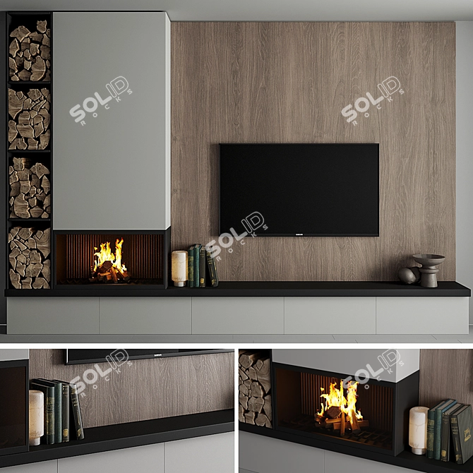 Custom TV Wall Unit Millimeters 3D model image 1