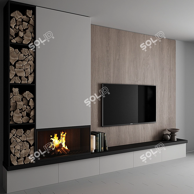 Custom TV Wall Unit Millimeters 3D model image 2