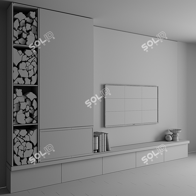 Custom TV Wall Unit Millimeters 3D model image 5