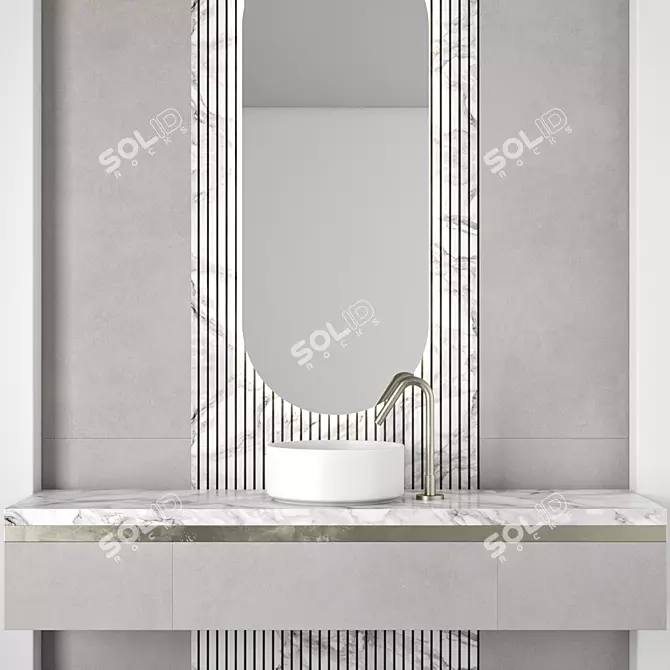 Modern Bathroom Furniture Set 104 3D model image 3