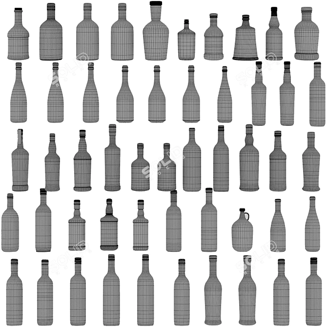 Premium Whiskey Cognac Bottle Assortment 3D model image 7