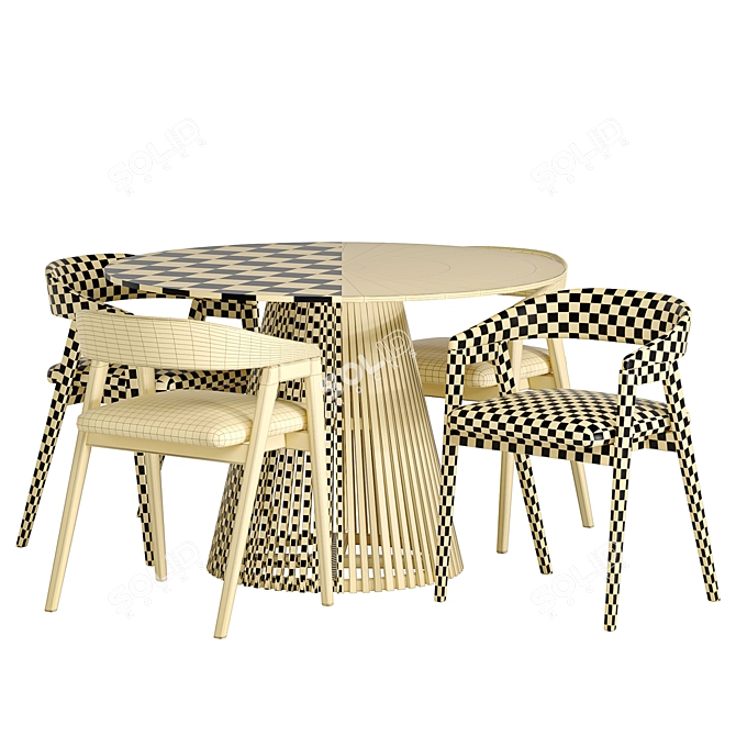 Modern Dining Set, Grey & Black 3D model image 6