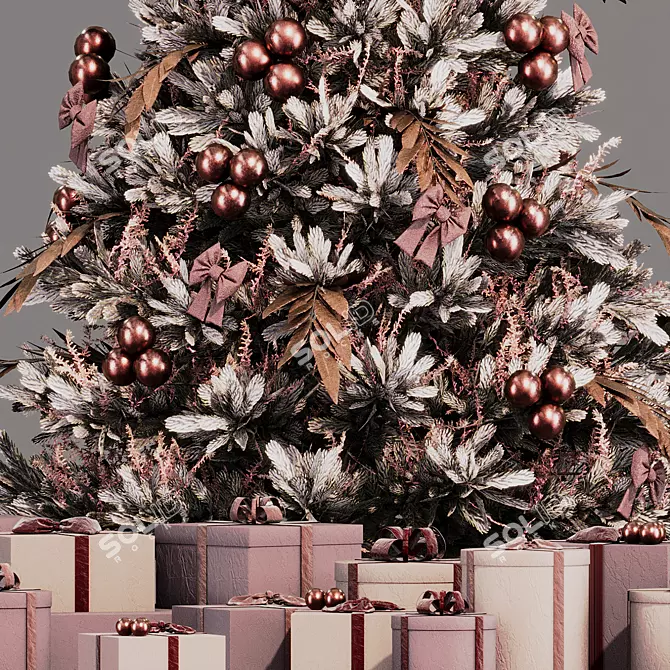 Festive Christmas Tree Decor Kit 3D model image 2