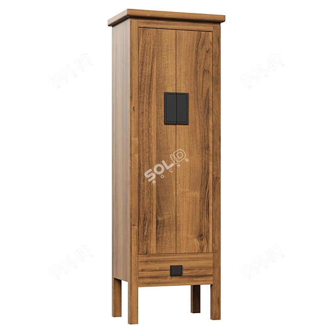 Natural Oak Ling Wardrobe 3D model image 2