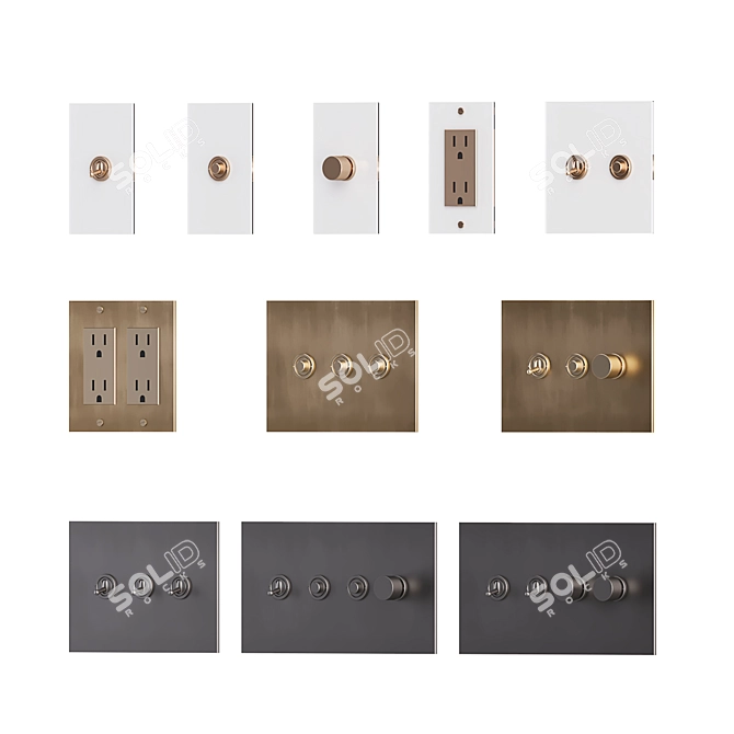 Elegant Brass Electrical Switches 3D model image 1