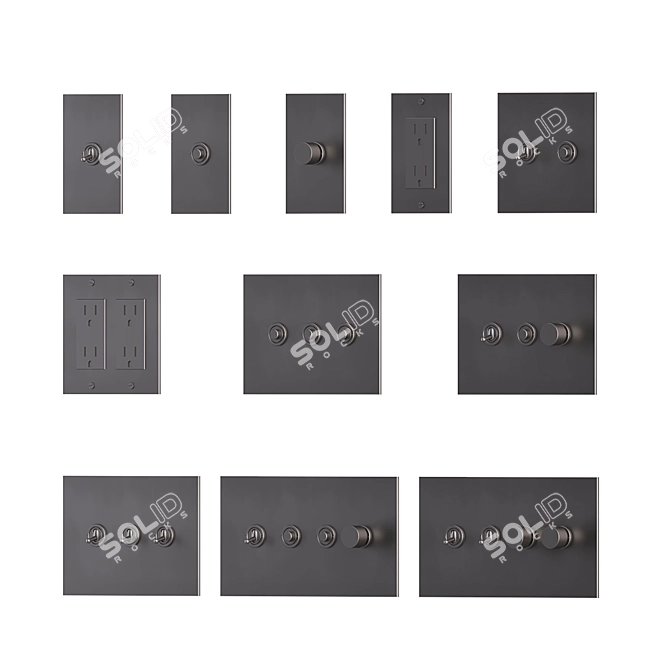 Elegant Brass Electrical Switches 3D model image 5