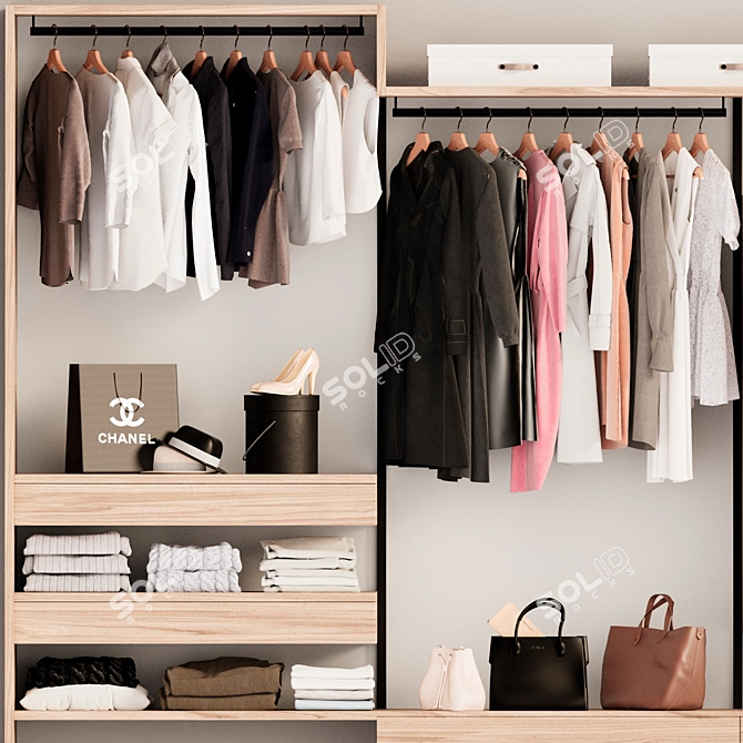 Clothing Store Wardrobe Rack 3D model image 2