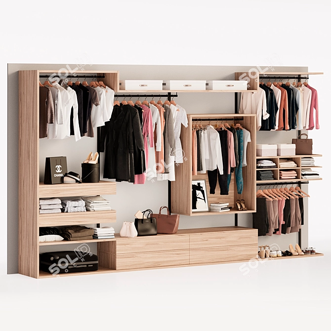 Clothing Store Wardrobe Rack 3D model image 5