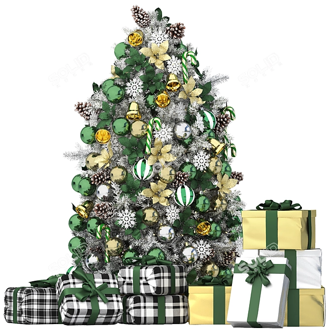 Festive Christmas Tree Vray 3D 3D model image 1