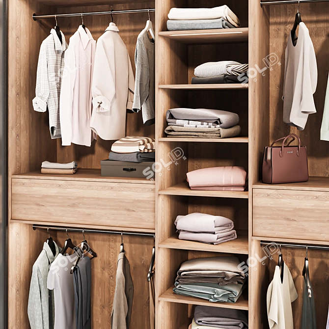 Modern Style Wardrobe with Decor 3D model image 1