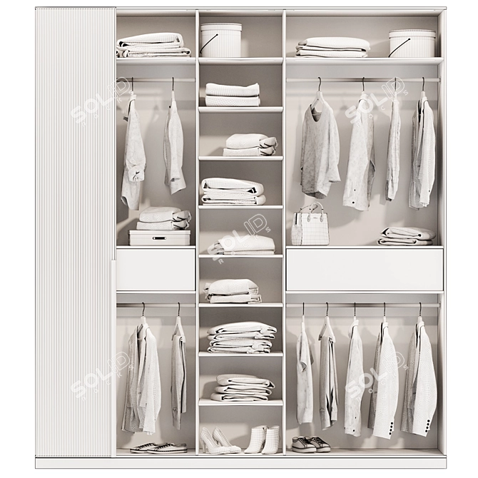 Modern Style Wardrobe with Decor 3D model image 5