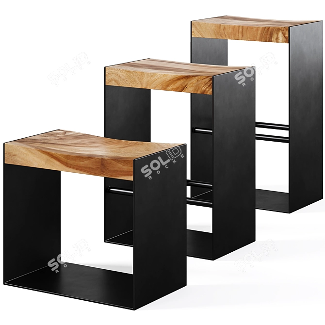 Iron Frame Stools Collection 3D model image 1