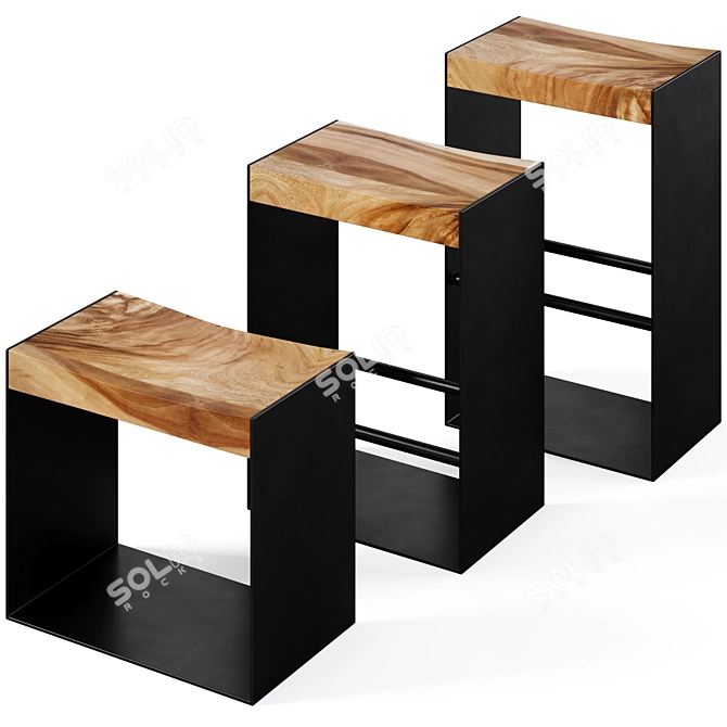 Iron Frame Stools Collection 3D model image 2