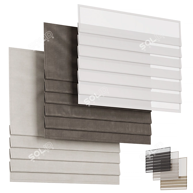 Luxury Roman Blinds, Thick Fabric 3D model image 1