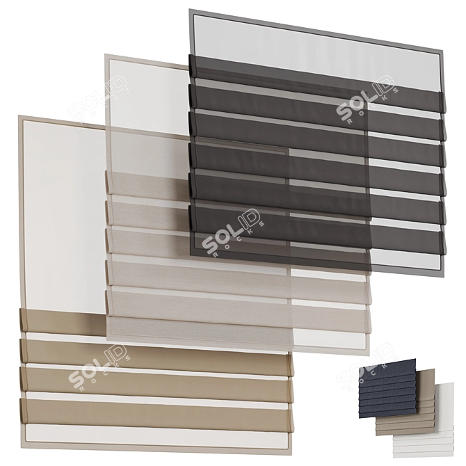 Luxury Roman Blinds, Thick Fabric 3D model image 3