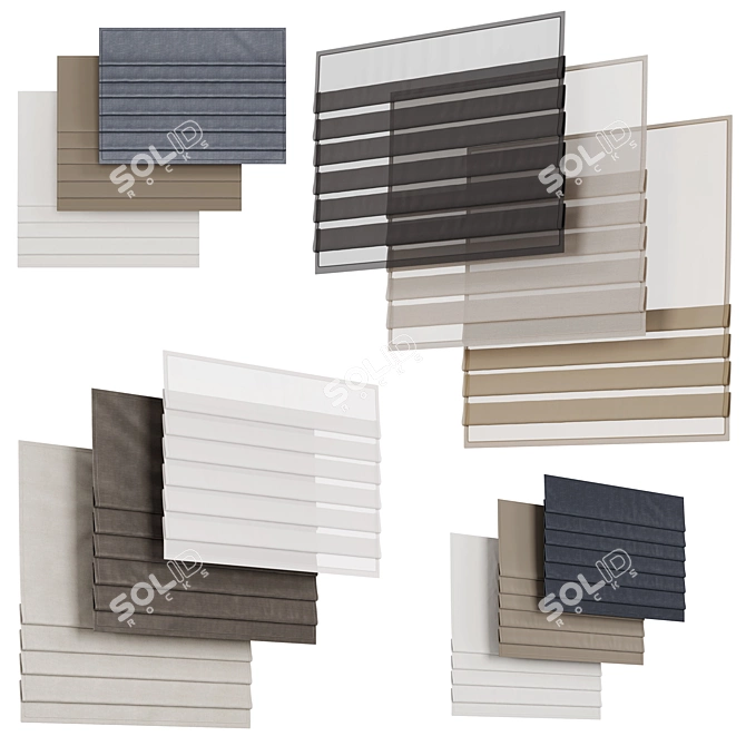 Luxury Roman Blinds, Thick Fabric 3D model image 5