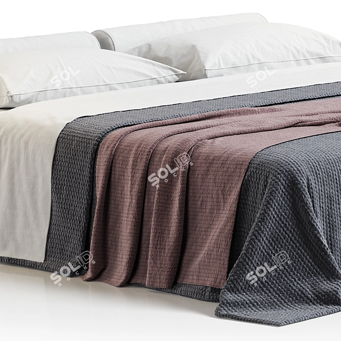 Luxe Gray Waffle Blanket Render 3D model image 2