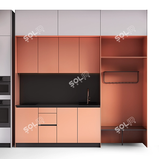 Streamlined Multimaterial Kitchen 3D model image 3